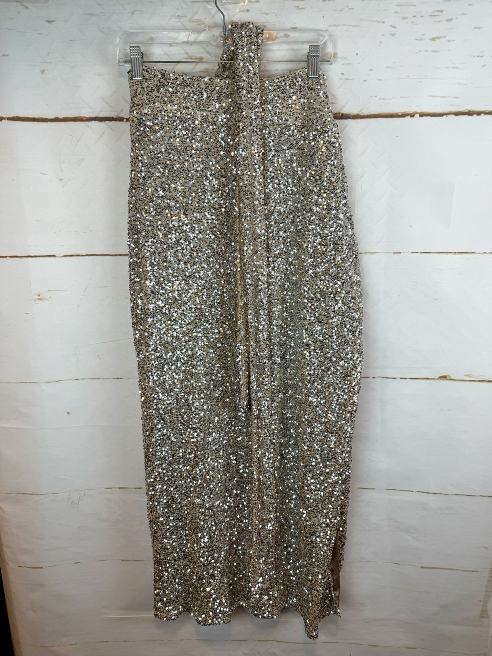 Never Fully Dressed | Silver Sequin Maxi Jaspre Skirt, 18